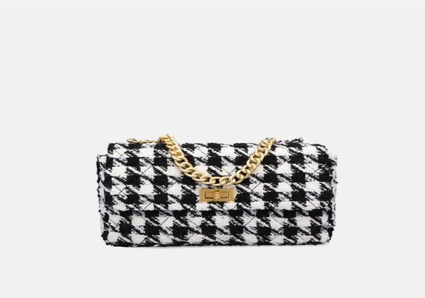 

evening bags houndstooth chain flap shoulder for women plaid korean ladies crossbody bag winter female purses and handbags small5053898