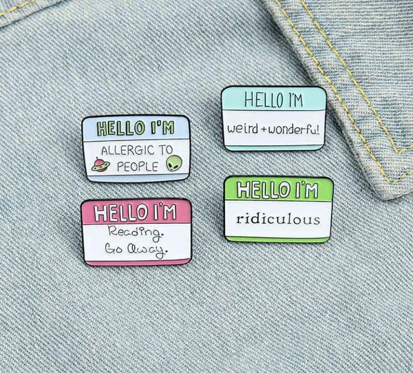 

creative personality letter hello i039m label modeling brooch cartoon letter brooch paint badge3905148, Gray