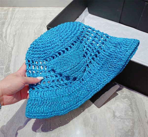 

summer straw hat for women designer bucket hat brand luxury designers fisher sunhats holiday beanies caps fashion strawhat braid c9279869, Blue;gray