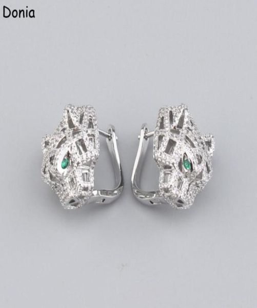 

donia jewelry luxury stud european and american fashion leopard titanium steel microinlaid zircon threecolor creative designer e344436734, Golden;silver