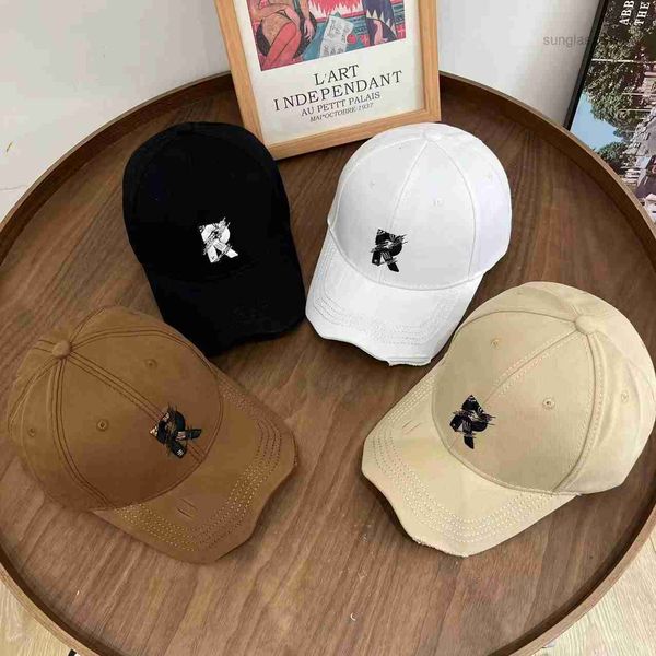 

new korean version r letter embroidered hard baseball hat for women in spring and summer, versatile casual sunshade sunscreen duck tongue nt, Blue;gray