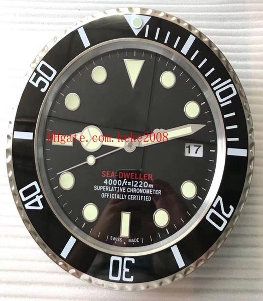 

5 colors excellent classic series wall clock sea 126660 126600 116660 34cm x 5cm stainless steel quartz chronograph home decoratio5392990, Slivery;black