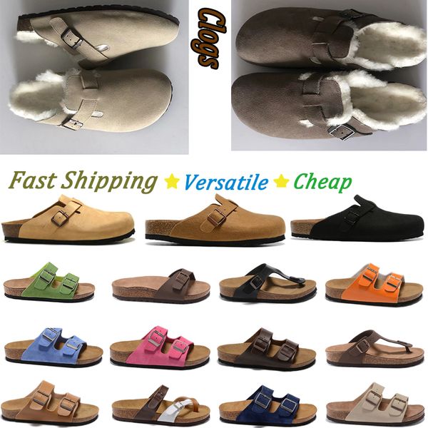 

germany slippers for men women designer slides boston clogs sandals womens beach sandal clog mens slipper suede snake leather buckle slide f, Black