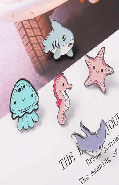 

cute ocean fish starfish brooches pin for women fashion dress coat shirt demin metal funny brooch pins badges promotion gift jewel4176444, Gray