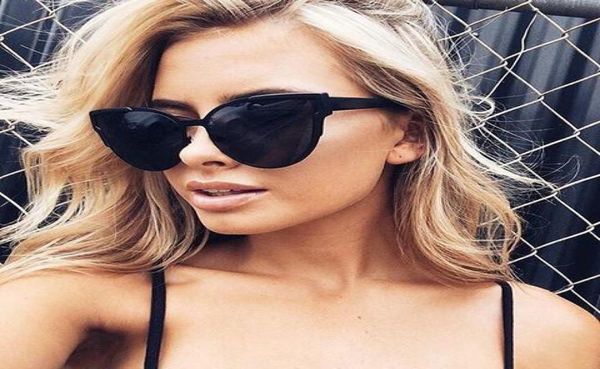 

fashion cat eye sunglasses women australia brand designer lady rose gold mirror sun glasses thick frame lunette de soleil femme lu6180630, White;black