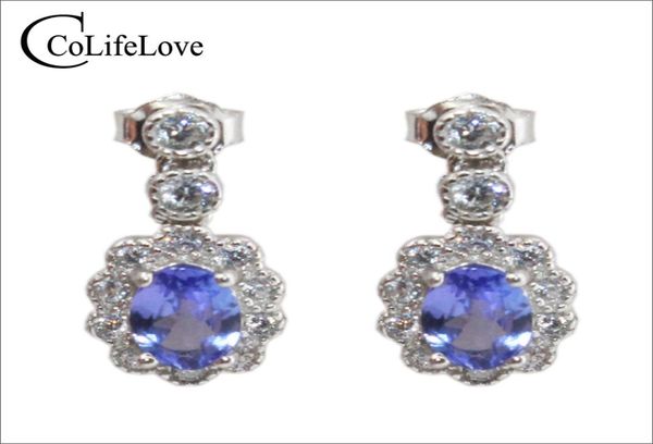 

100 genuine tanzanite drop earrings for wedding 4 mm 6 mm vvs tanzanite silver earrings real 925 silver tanzanite earrings for 5979139