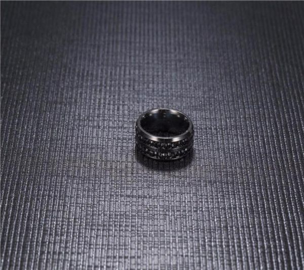 

2018 new fashion men039s ring black crystal ring titanium steel fulldrill double row circle diamond wedding ring858847546138357458375, Silver