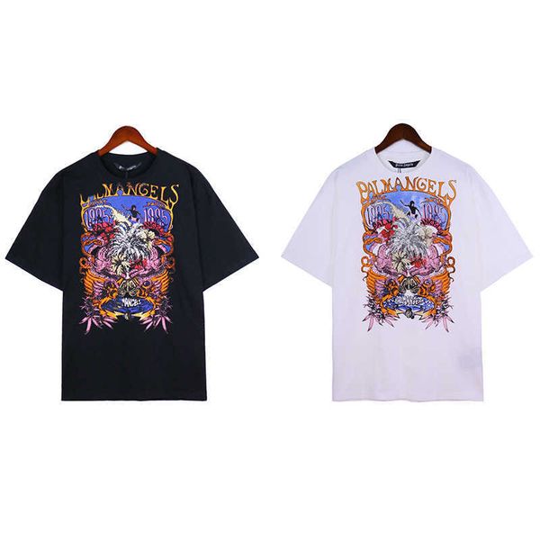 

summer new palm street hip hop american palm print short sleeve angels casual t-shirt for men, White;black