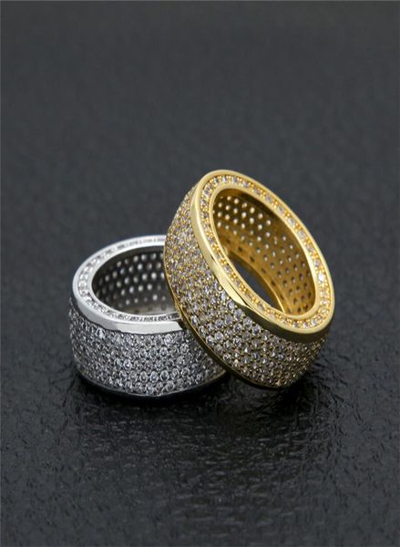 

2020 new fashion hip hop gold silver cz hiphop rapper ring for men ring bling cubic zirconia mens ice out jewelry1405295, Golden;silver