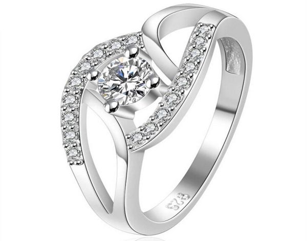 

925 sterling silver plating rings women ladies luxury wedding austrian crystal rings party dress zircon jewelry4684173, Slivery;golden