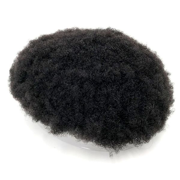 

100% human hair afro mono toupee black men kinky curly wig2679