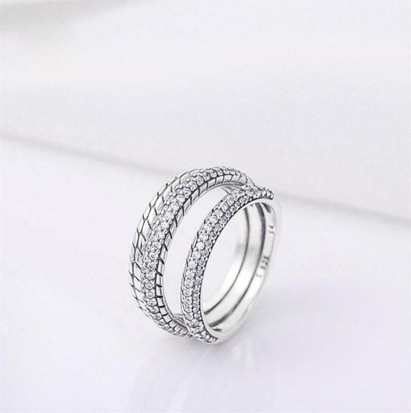

925 sterling silver triple band pave chain pattern ring fit jewelry engagement wedding lovers fashion ring6959082