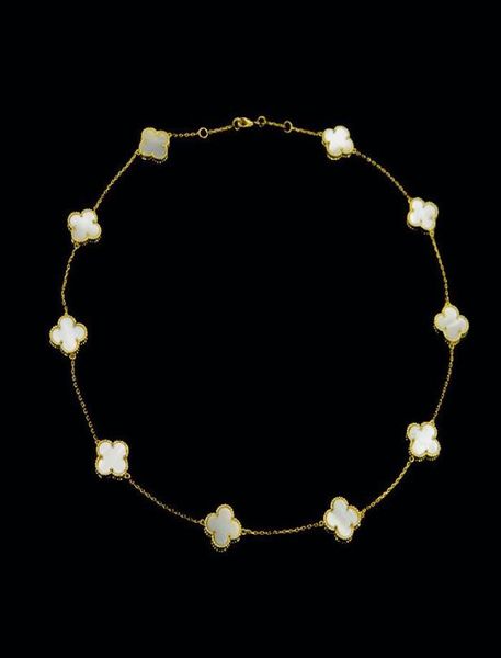 

new four leaf clover flower jewelry for women short choker necklace black green red mother shell pearl collares drop stain1199698, Silver