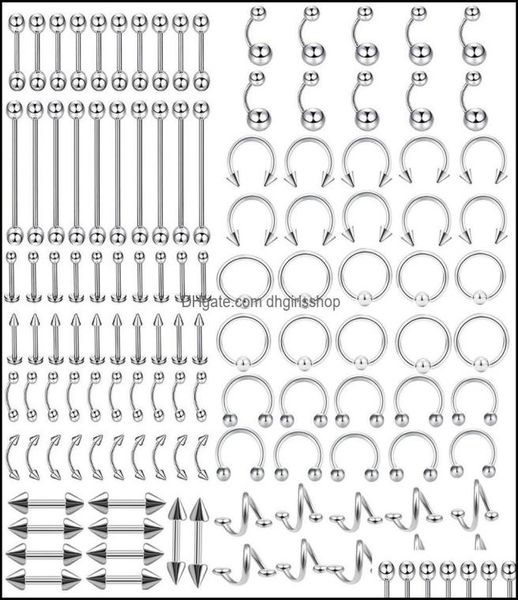 

nose rings studs body jewelry qiamni 120pcslot titanium lip ear cartilage tragus eyebrow captive bead ring piercing drop del2125654, Silver