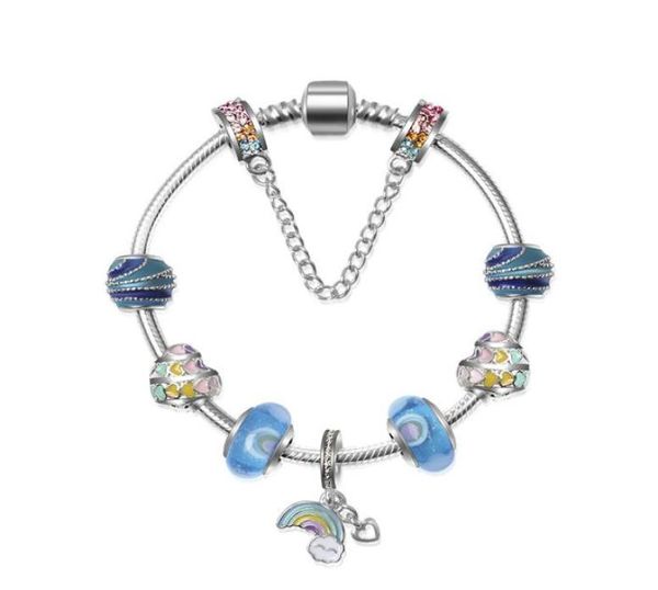 

925 silver rainbow pendant fit for european bracelets charm beads bangle valentines and christmas gift diy jewelry accessories7008367, Golden;silver