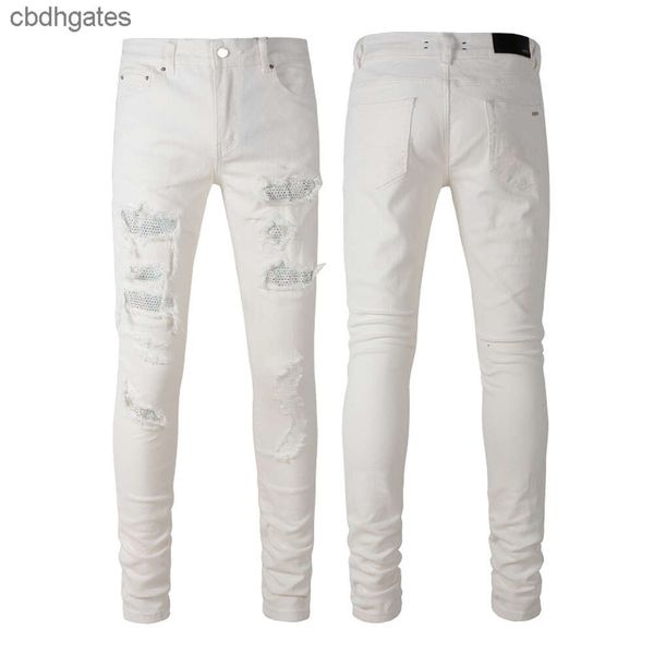 

leather demin jean amiirii high craft purple 2023 jeans heavy mens fashion quality washed perforated men's m9b9, Blue