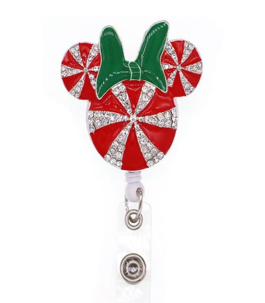 

key rings bling rhinestone retractable cartoon design id badge holder with swivel alligator clip for gift1752953, Slivery;golden