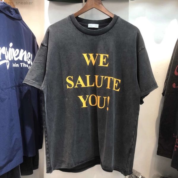 

2023ss we salute you trend short sleeve nice washed vintage streetwear breathable popular crew neck tee, White;black