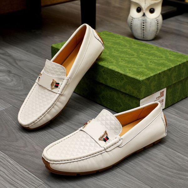 

men dress shoes genuine leather slip on brand wedding office party designer loafers mens moccasins formal breathable flats size 38-45, Black