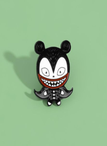 

new cartoon punk dark cloak ghost clown big mouth mouse enamel animation character pin child denim clothes lapel pendant jewelry g5128198, Gray