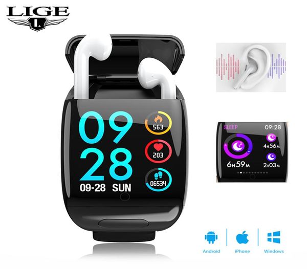 

lige sportwatch earphone smartwristband g36 earbud heartrate bluetooth wireless earphones smart watch men women with monitor9575634, Slivery;black