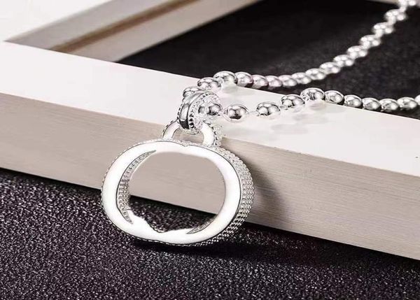 

double letter pendant necklace designer vintage luxury jewelry valentines day circle charm necklace sweater chain couple gifts lov4773144, Silver