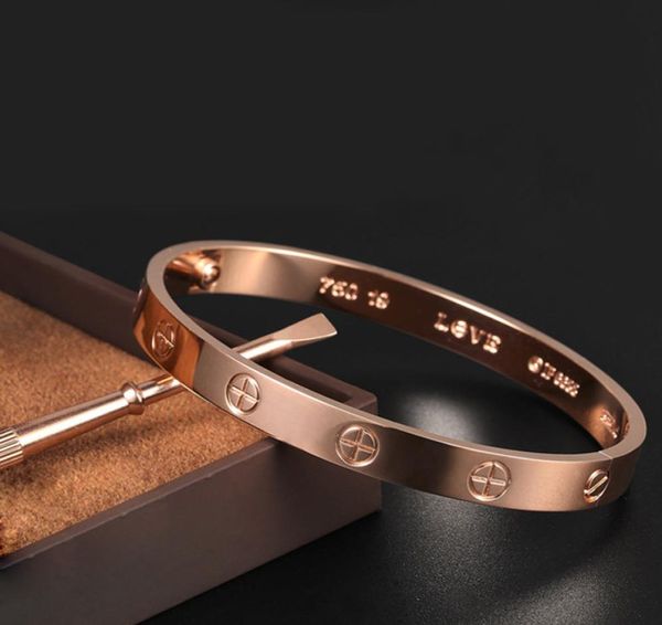 

classic 3 colors 18k gold 316l stainless steel screw bangle bracelet with screwdriver for women and mens bracelets designer jewelr2976823, Black