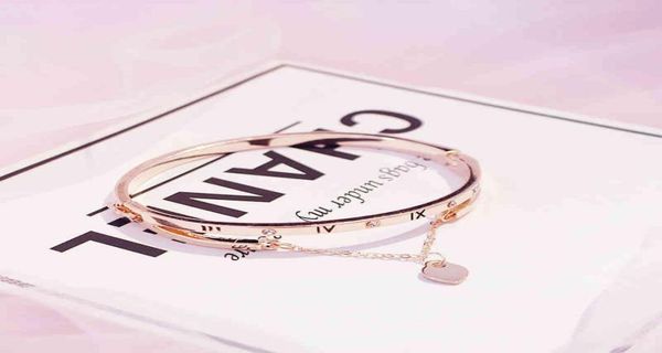 

gold rose stainless steel bracelets bangles female heart forever love charm bracelet for women jewelry1358448, Golden;silver