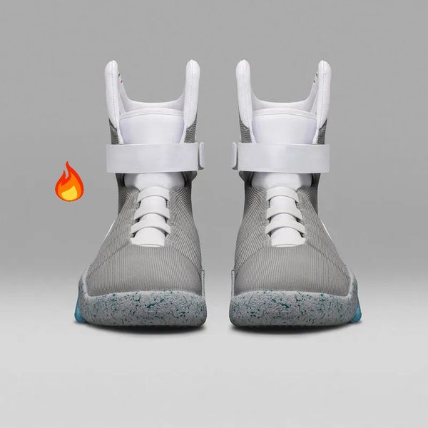 

2023 limited sale automatic laces shoes air mag sneakers marty mcfly's led back to the future glow in the dark gray mcflys man sports s, Black