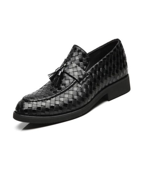 

tassel braided pattern genuine leather shoes slipon casual loafers men039s business shoes formal dress drop h3923328, Black