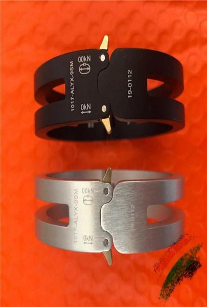 

2021ss new alyx aluminium alloy bracelet 11 high version alyx track men women couples jewelry bangles alyx bracelet q0717672766234, Black