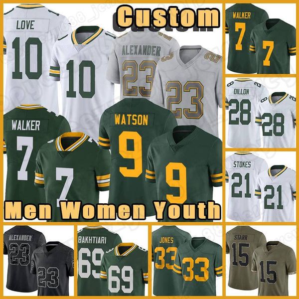 

aaron jones football jerseys christian watson love jaire aj dillon david bakhtiari quay walker romeo doubs green bayes eric stokes darnell s, Black;red