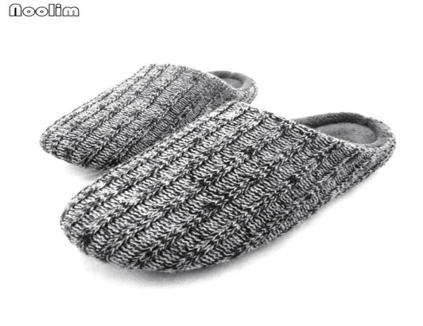 

men warm slippers solid winter woolen wrap toe footwear home shoes for men knitted furry house bedroom slipper shoes9862813, Black