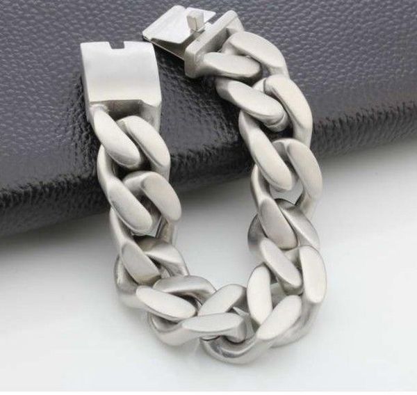 

21mm22cm mens bracelet stainless steel brushed silver cuban curb link bracelet3596015, Black