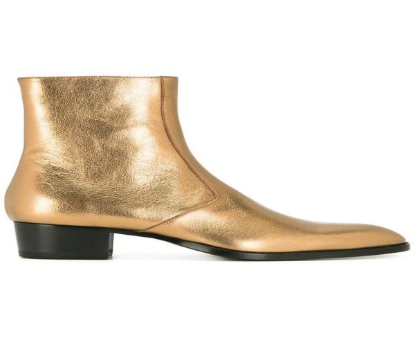

fashion gold chelse boots cowboy shoes for men stacked heel western martin boot1262811, Black
