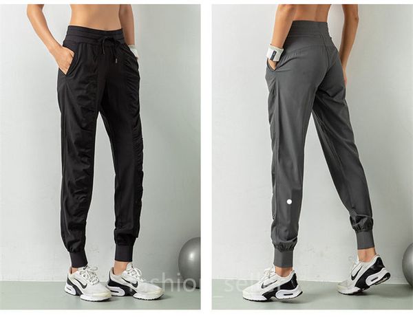 

ll-ydk07 trainer pants womens trousers yoga outfit loose ninth pants excerise sport gym running casual long ankle banded pant elastic high w