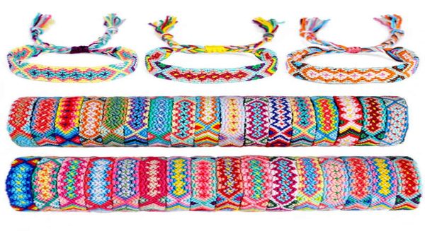 

100 pcs friendship bracelet handmade woven braided rope colorful rainbow beach bohemian for women jewelry 30 colors qmhb1345607, Golden;silver