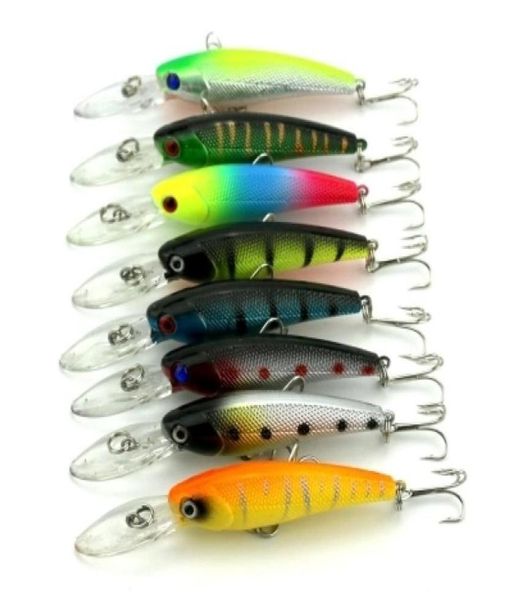 

lot 8pcs fishing lure deep swim hard bait fish 9cm 83g artificial baits minnow fishing2829335