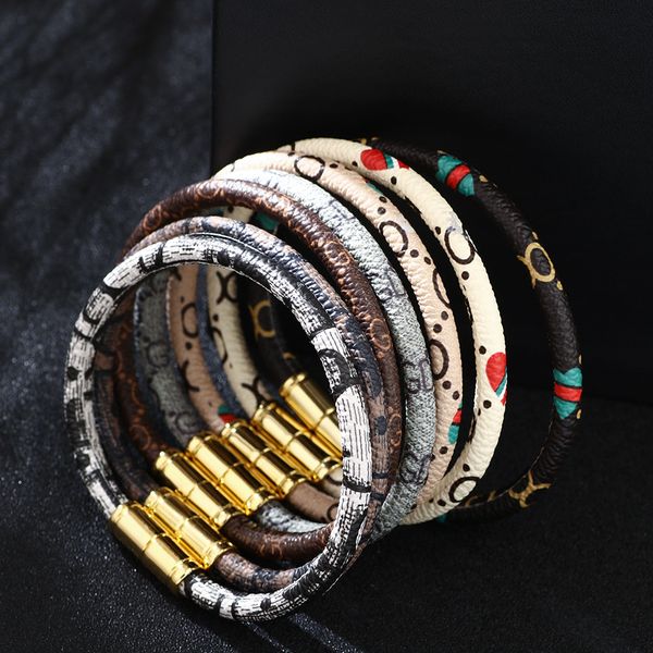 

Luxury Design Colorful Pattern Leather Bracelet Handmade Cuff Bracelets Jewelry for Lovers Gift