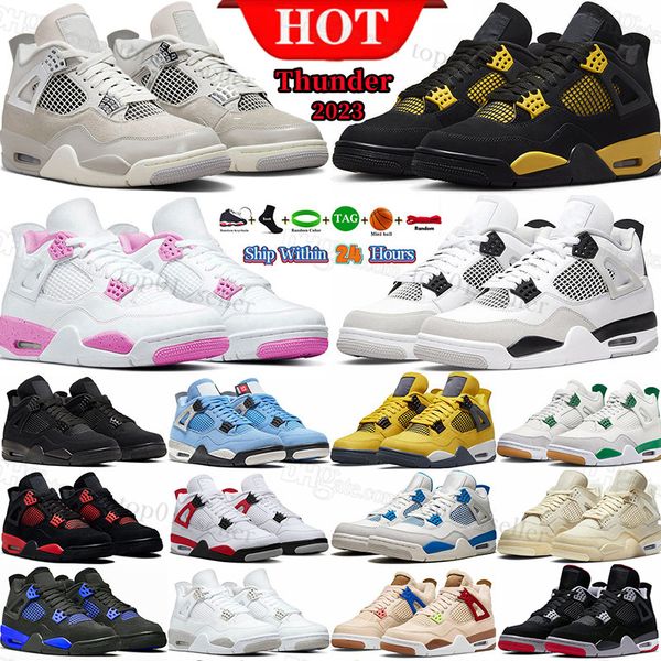 

jumpman 4 basketball shoe men women 4s military black cat red cement yellow thunder pine green bred white oreo university blue pink frozen m