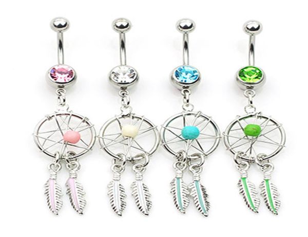 

d0786a dream catcher belly navel button ring mix colors0124214230, Silver