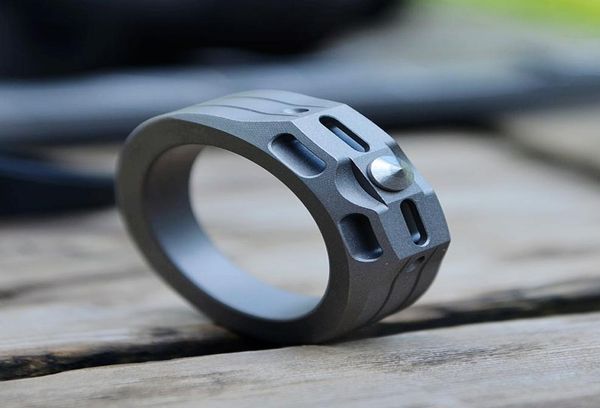 

titanium tc4 ring 20mm 22mm diameter stonewashed surface 6g 8g with tungsten bead emergency hammer edc personal defense knuckl8646021