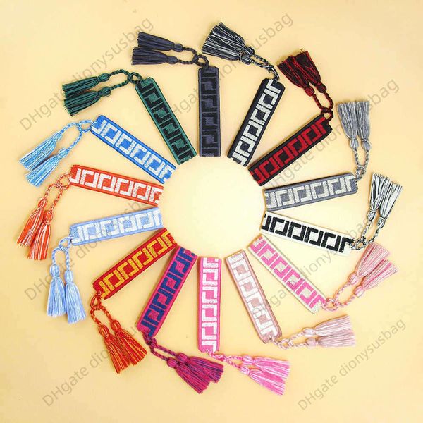 

designer jewelry woven bracelet fashion brand bohemian embroidery pattern wrist knitted bracelet strap tassel handrope, Black