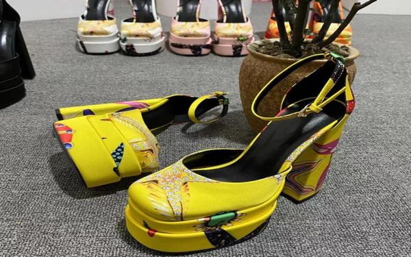 

sandals fashion women waterproof platform square toe heel satin rhinestone color party wedding thick high heels big size 433140778, Black