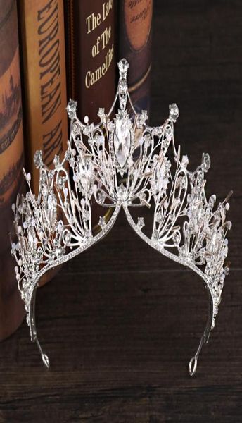 

crystal big tiara and crowns luxury rhinestone bridal hair jewelry for women handmade queen princess wedding hair accessories3449908, White;golden