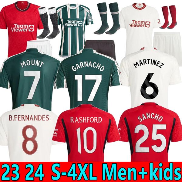 

s-4xl 23 24 rashford martinez hojlund garnacho soccer jerseys antony mount casemiro casemiro 2023 2024 sancho b. fernandes mans utds men kid, Black;yellow