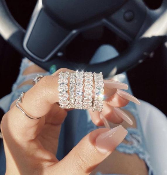 

selling never fade sparkling luxury jewelry 925 sterling silver princess cut white z cz diamond promise wedding bridal rin1321225, Slivery;golden