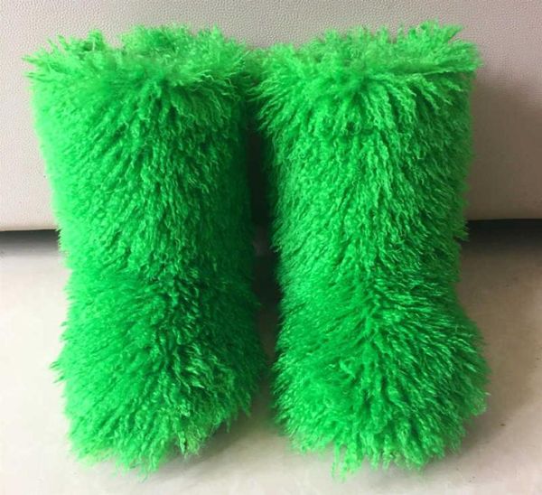 

boots luxury fashion winter faux mongolian fur shoes woman men home ankle snow boots fluffy mongolian long fur snow boots for wome8884346, Black