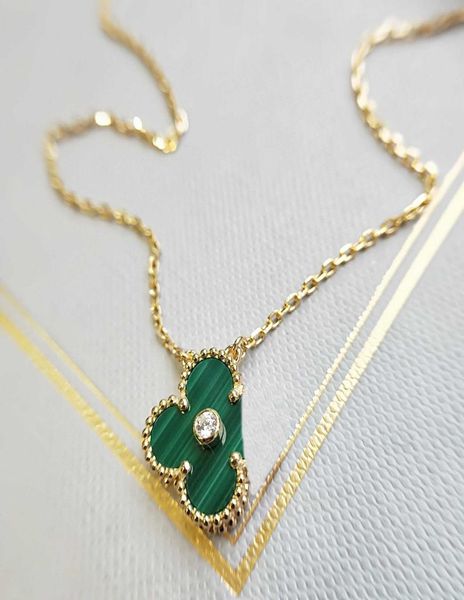 

s925 silver flower pendant necklace with diamond and malachite stone for women mother birthday jewelry gift have stamp ps47313895270