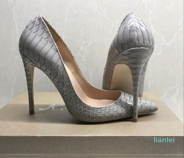 

new style slender gray serpentine tip highheeled shoes shallowmouth single shoes women039s fineheeled 12cm fashion shal8878283, Black